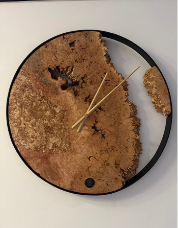 Burl Maple Wall Clock with...